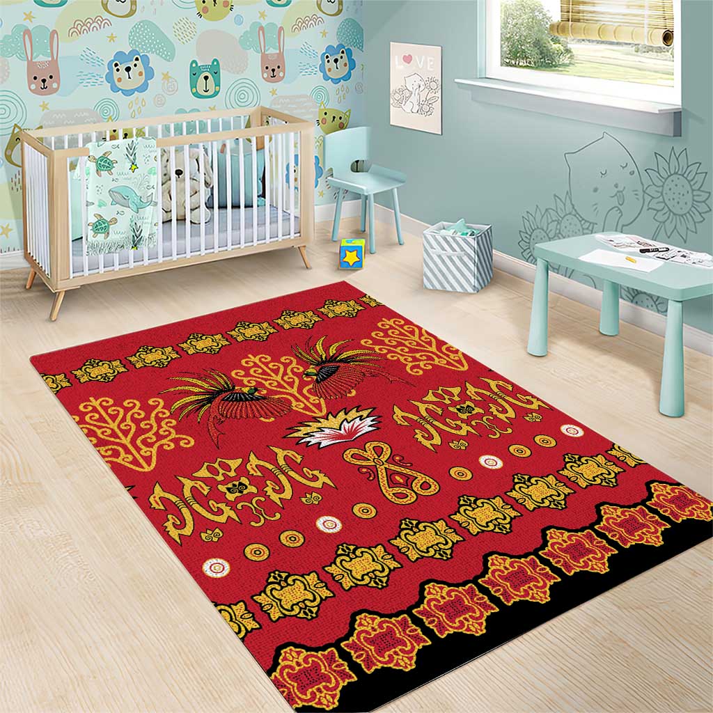 Papua Batik Motif Area Rug Papua Spirit Red Version LT05 - Polynesian Pride
