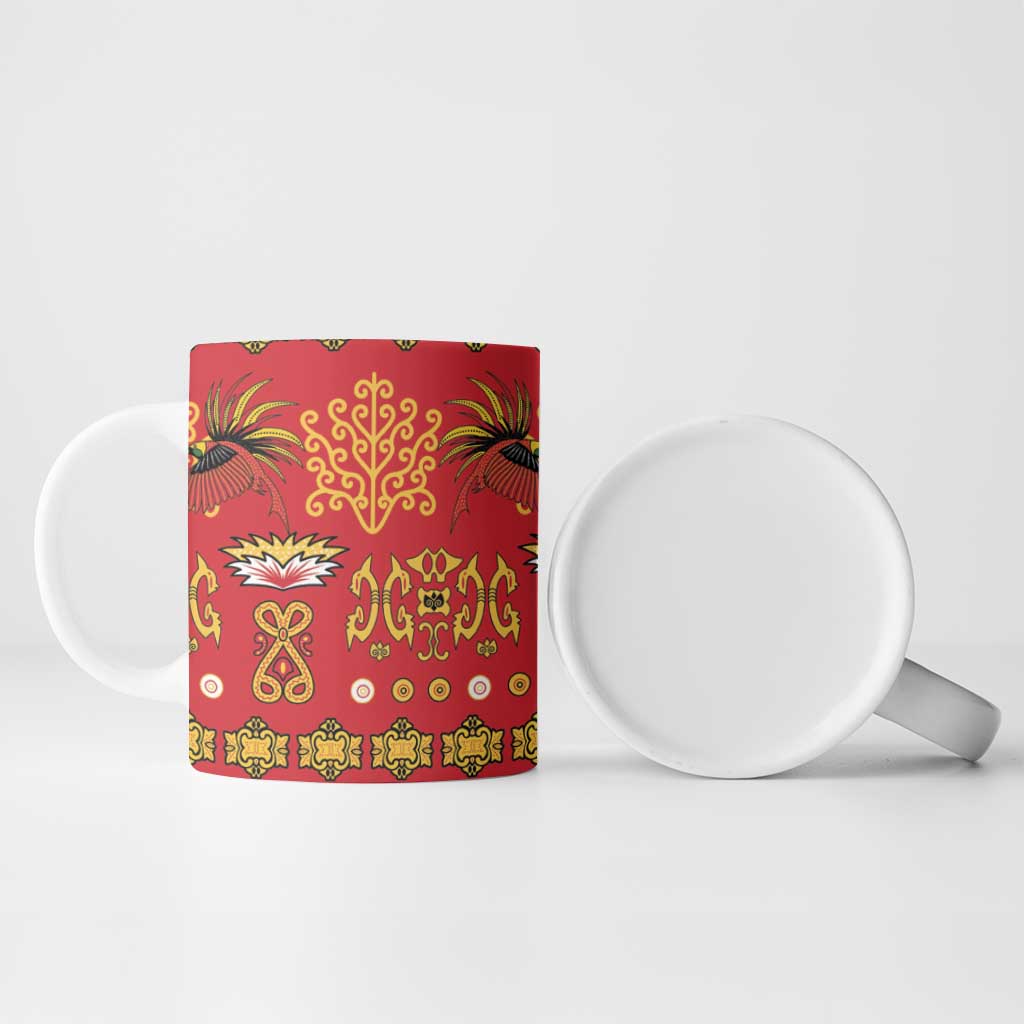Papua Batik Motif Ceramic Mug Papua Spirit Red Version - Polynesian Pride