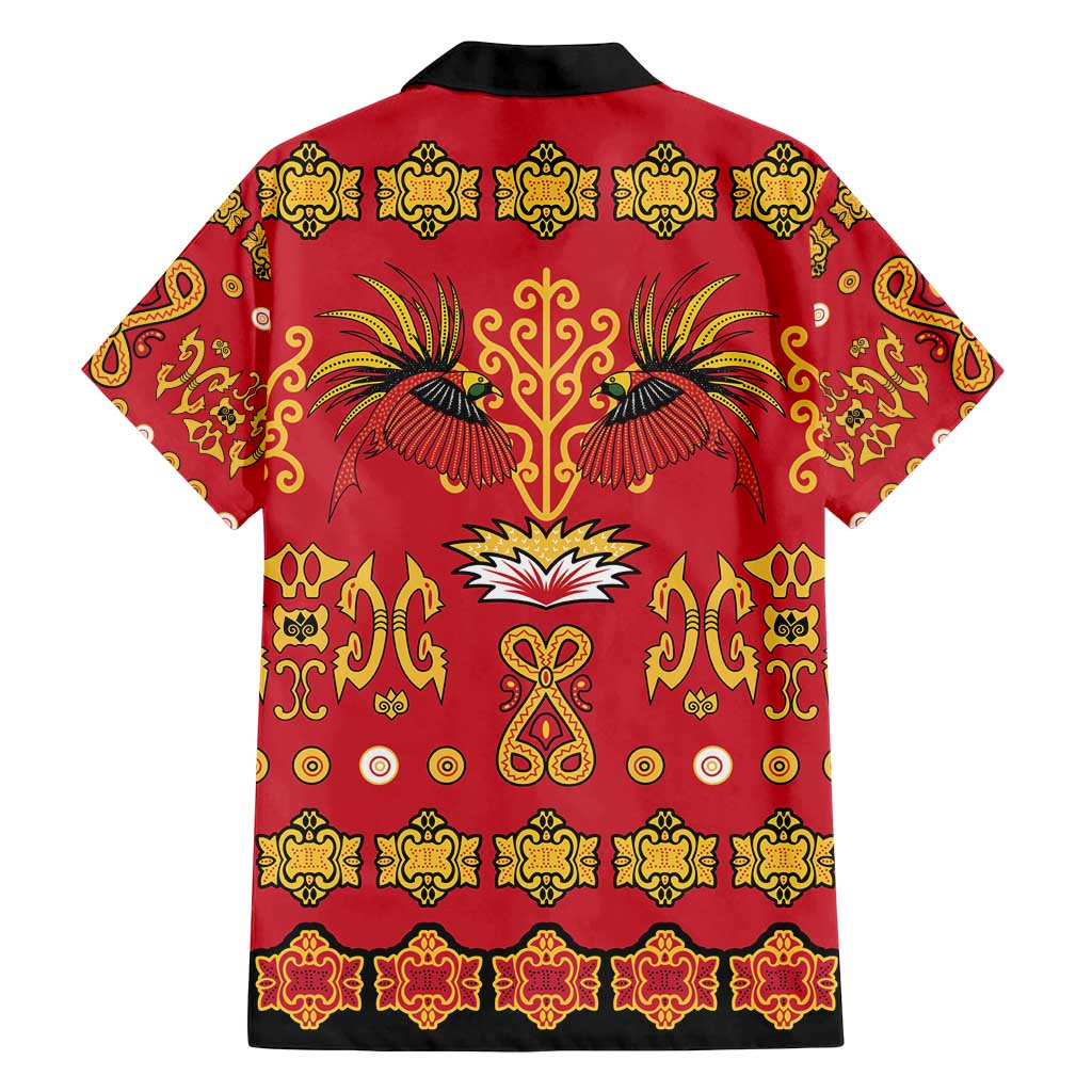 Papua Batik Motif Family Matching Long Sleeve Bodycon Dress and Hawaiian Shirt Papua Spirit Red Version LT05 - Polynesian Pride