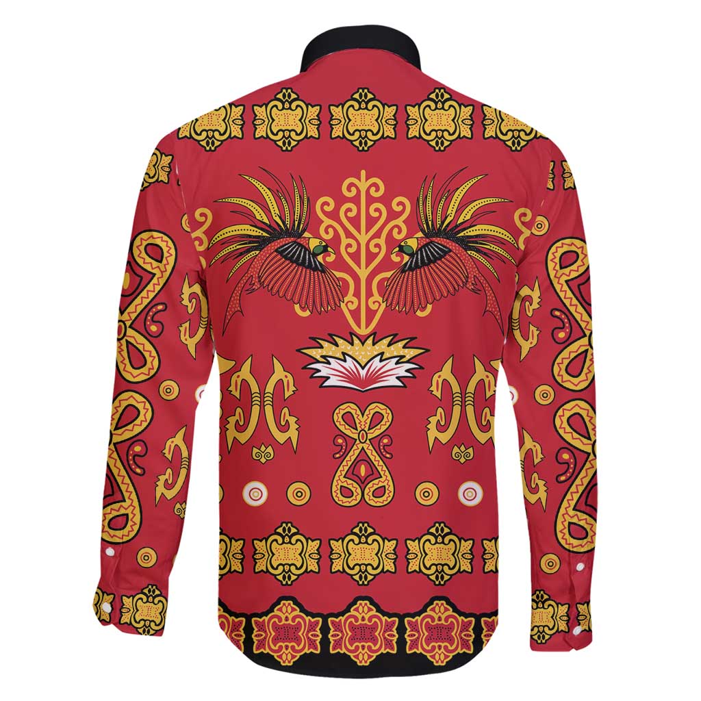 Papua Batik Motif Family Matching Long Sleeve Bodycon Dress and Hawaiian Shirt Papua Spirit Red Version LT05 - Polynesian Pride