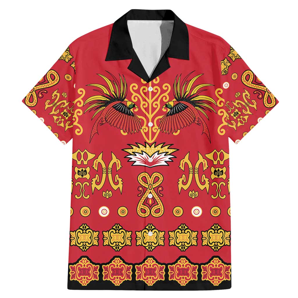 Papua Batik Motif Family Matching Mermaid Dress and Hawaiian Shirt Papua Spirit Red Version LT05 Dad's Shirt - Short Sleeve Red - Polynesian Pride