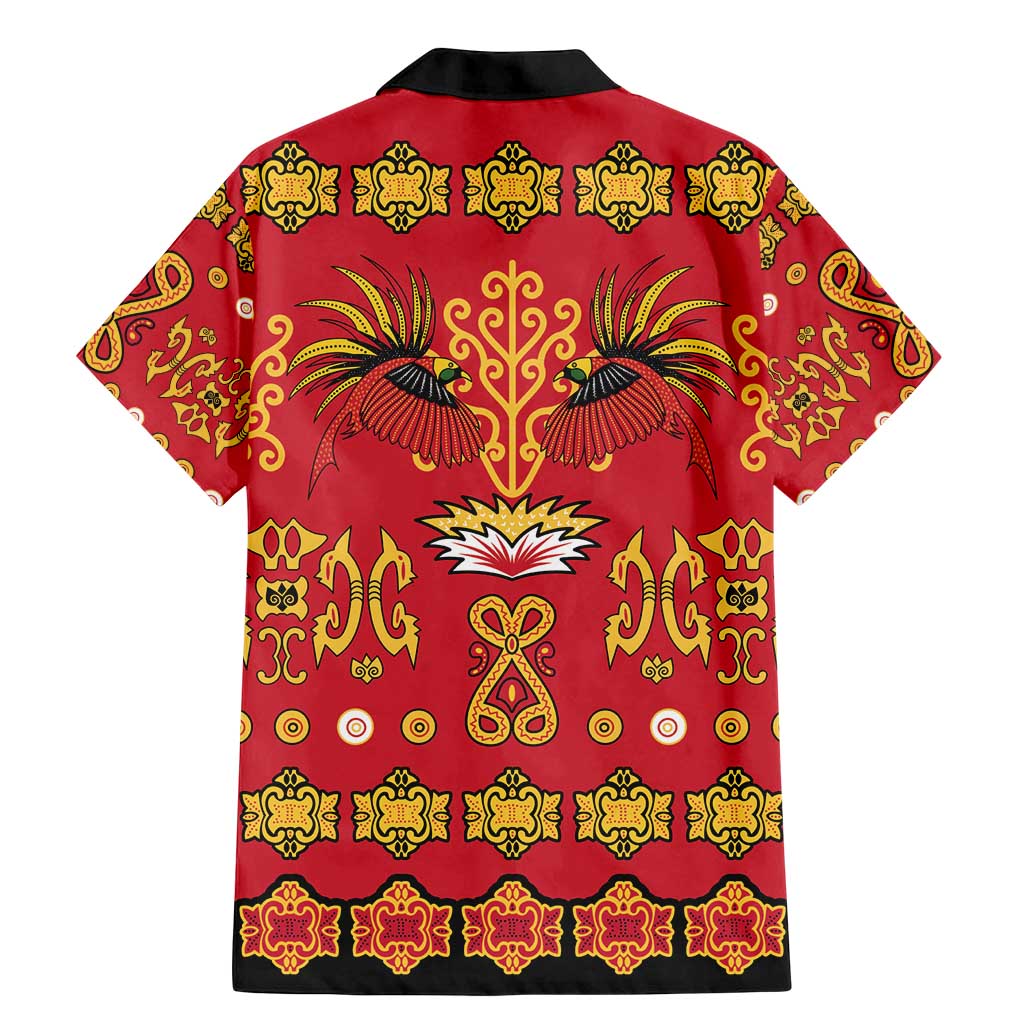 Papua Batik Motif Family Matching Mermaid Dress and Hawaiian Shirt Papua Spirit Red Version LT05 - Polynesian Pride