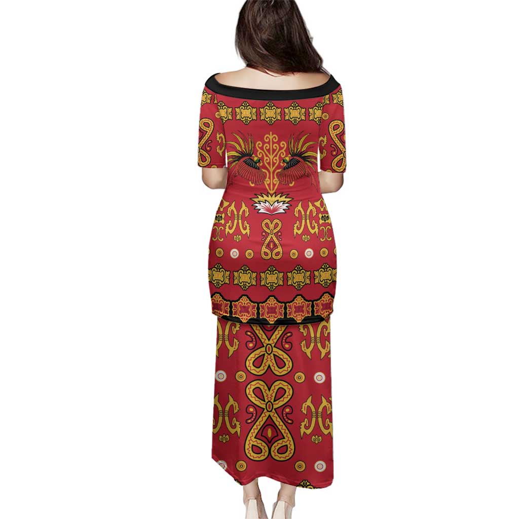 Papua Batik Motif Family Matching Puletasi and Hawaiian Shirt Papua Spirit Red Version LT05 - Polynesian Pride