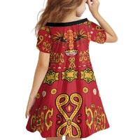 Papua Batik Motif Family Matching Short Sleeve Bodycon Dress and Hawaiian Shirt Papua Spirit Red Version LT05 - Polynesian Pride