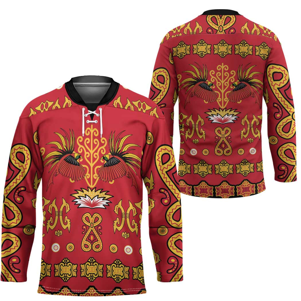 Papua Batik Motif Hockey Jersey Papua Spirit Red Version - Polynesian Pride