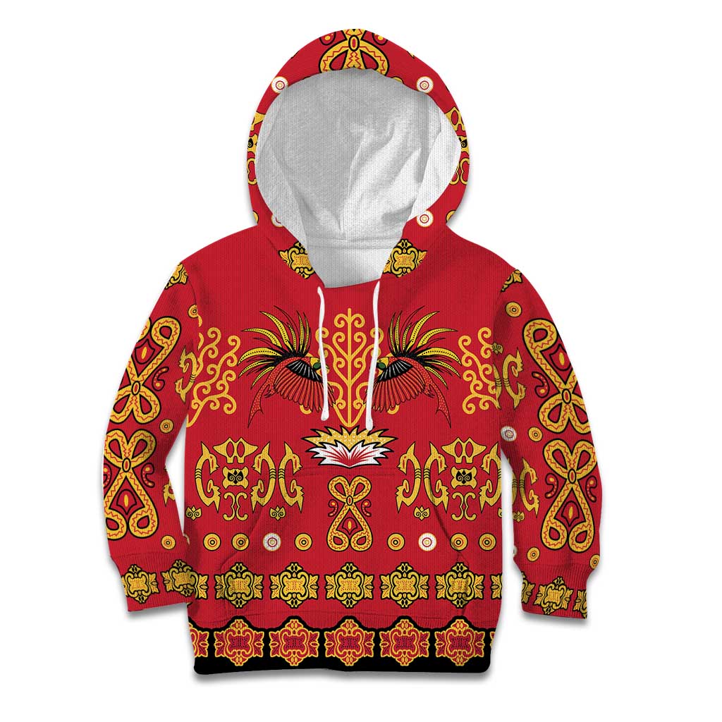 Papua Batik Motif Kid Hoodie Papua Spirit Red Version LT05 Hoodie Red - Polynesian Pride
