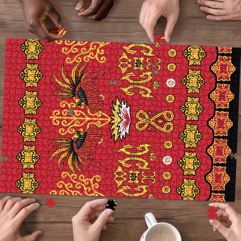 Papua Batik Motif Puzzle Papua Spirit Red Version - Polynesian Pride