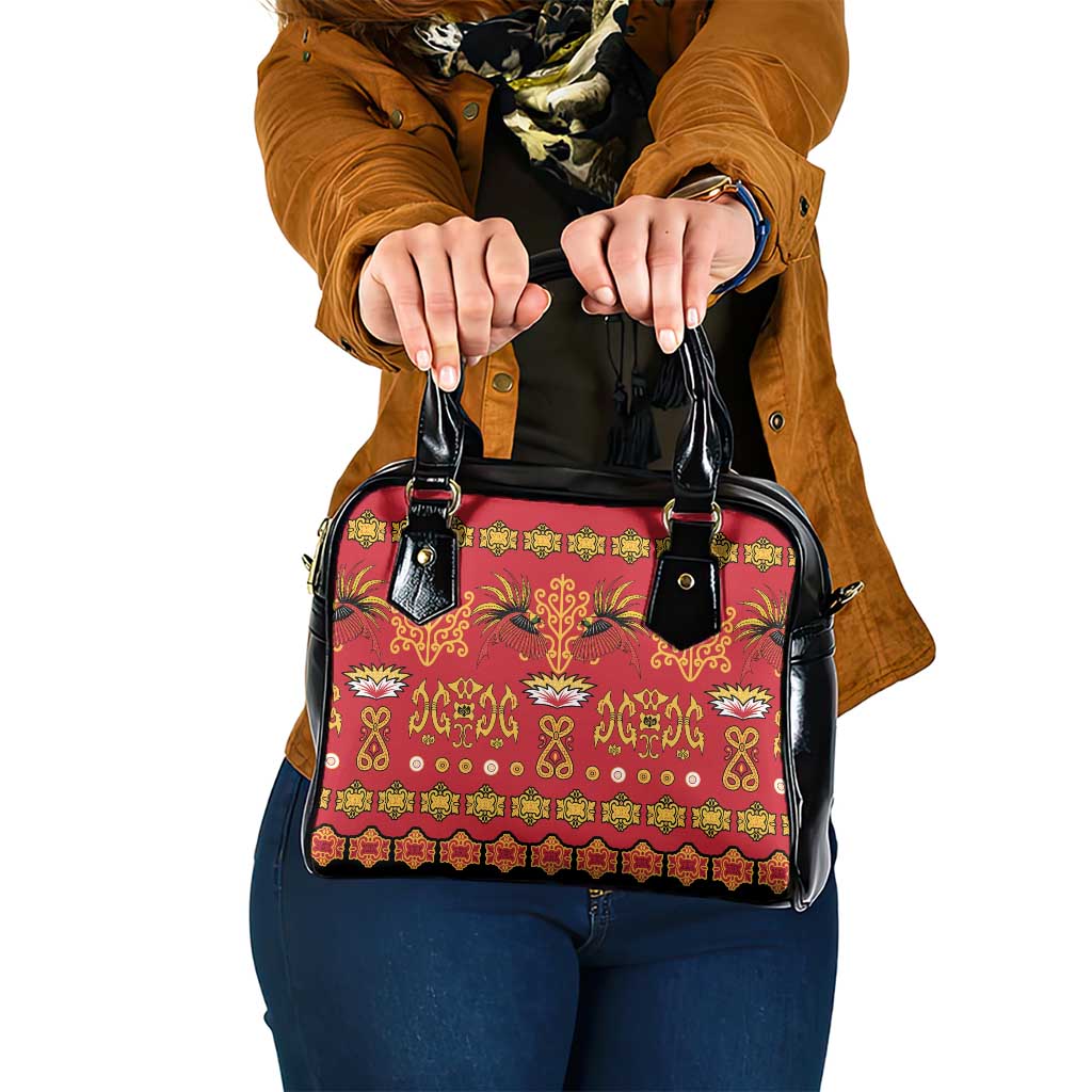 Papua Batik Motif Shoulder Handbag Papua Spirit Red Version - Polynesian Pride