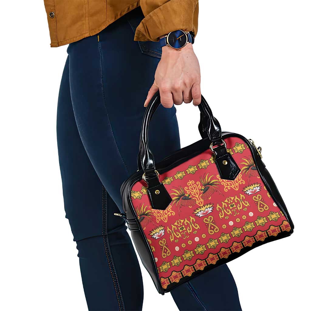 Papua Batik Motif Shoulder Handbag Papua Spirit Red Version - Polynesian Pride