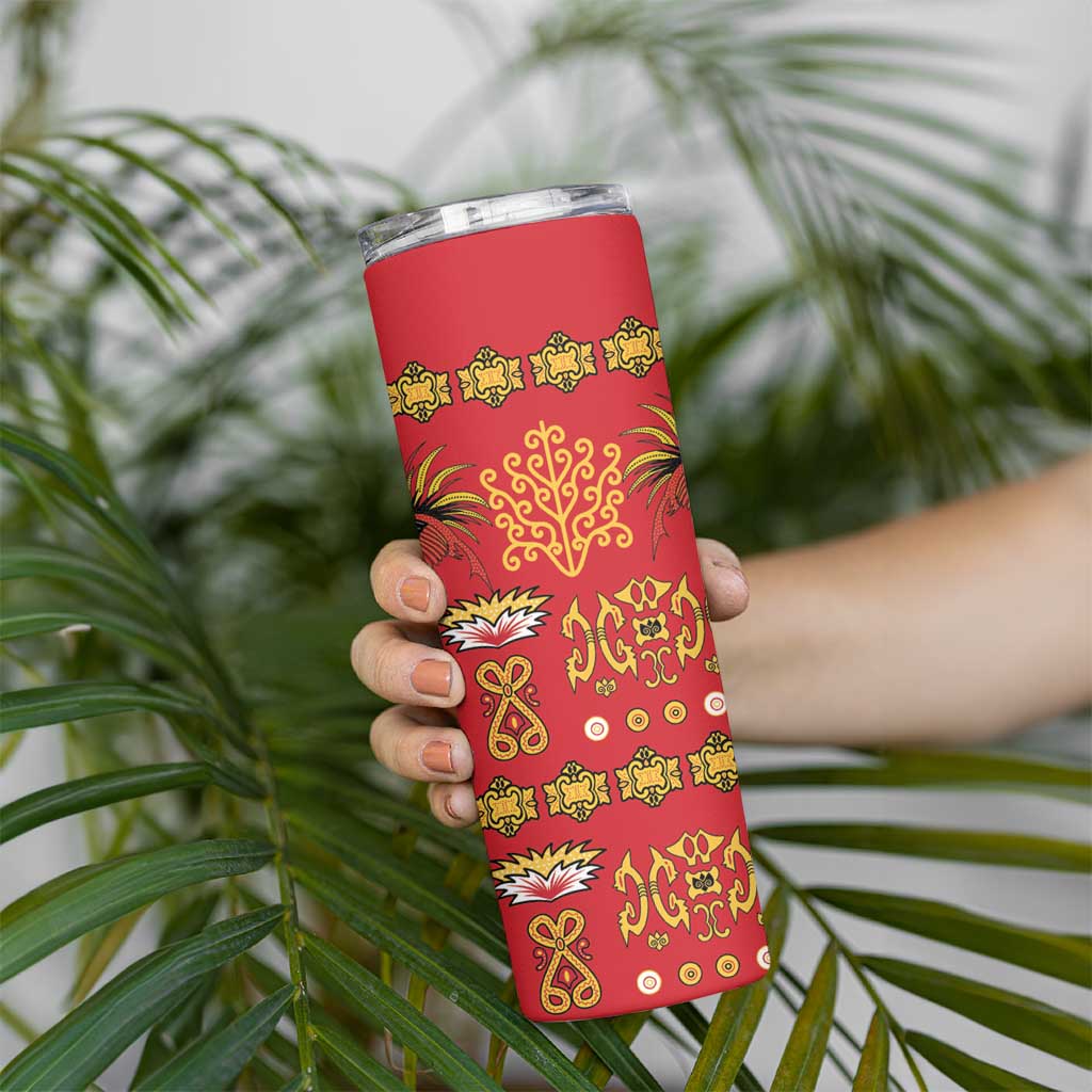 Papua Batik Motif Skinny Tumbler Papua Spirit Red Version LT05 - Polynesian Pride