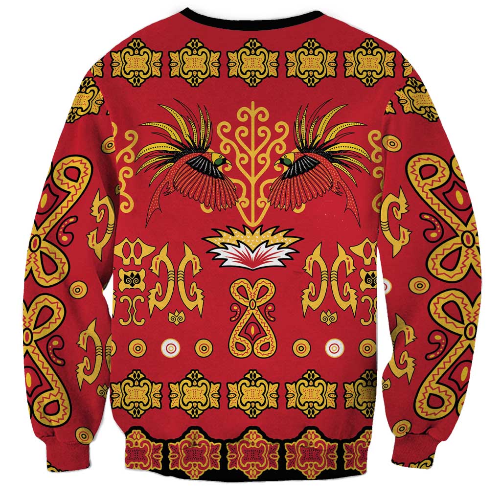 Papua Batik Motif Sweatshirt Papua Spirit Red Version - Polynesian Pride
