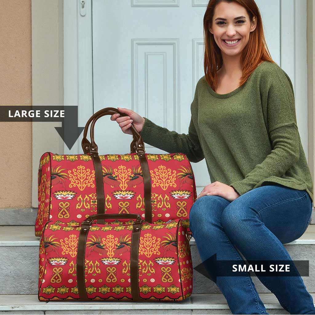 Papua Batik Motif Travel Bag Papua Spirit Red Version - Polynesian Pride