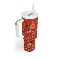 Papua Batik Motif Tumbler With Handle Papua Spirit Red Version - Polynesian Pride