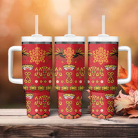 Papua Batik Motif Tumbler With Handle Papua Spirit Red Version - Polynesian Pride