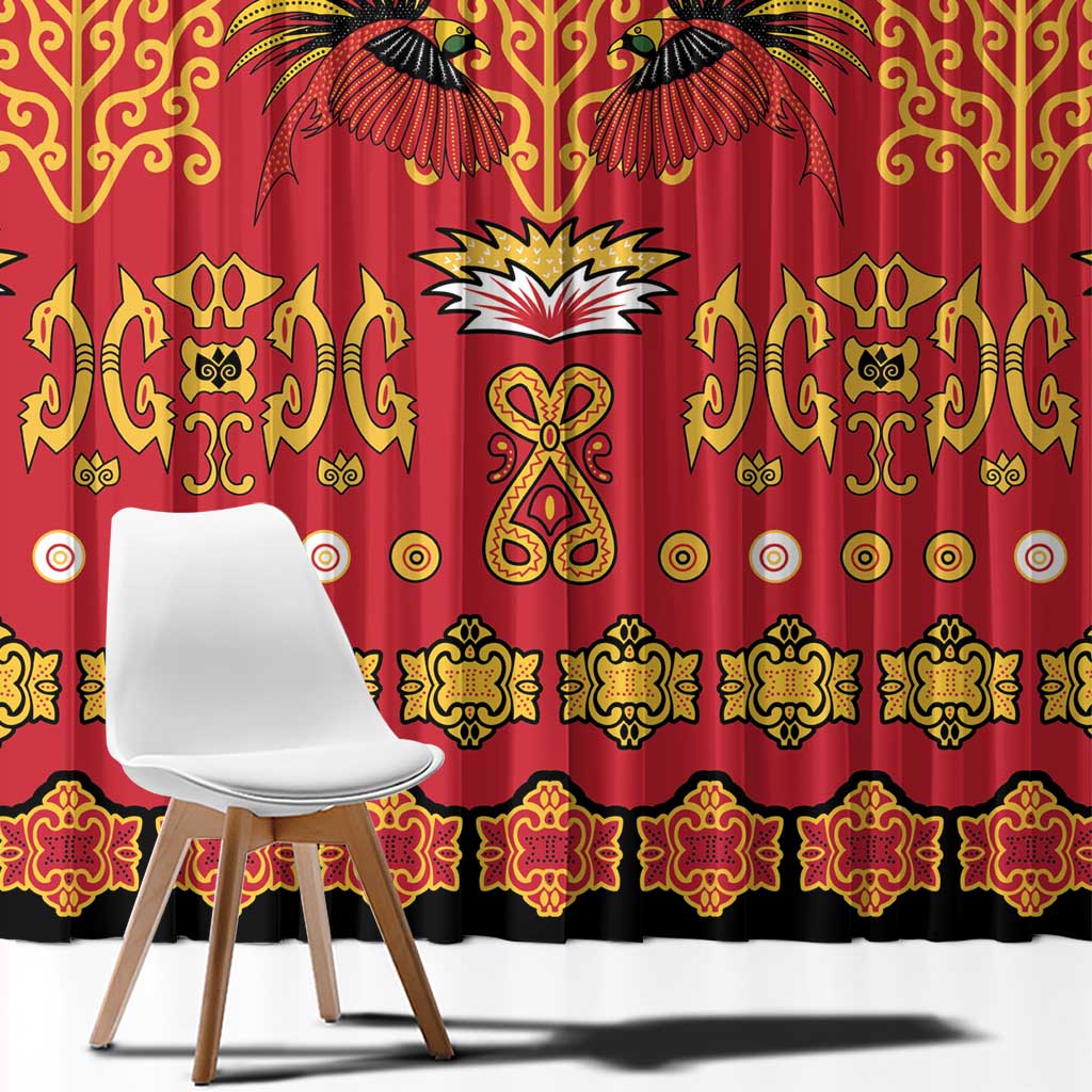 Papua Batik Motif Window Curtain Papua Spirit Red Version - Polynesian Pride