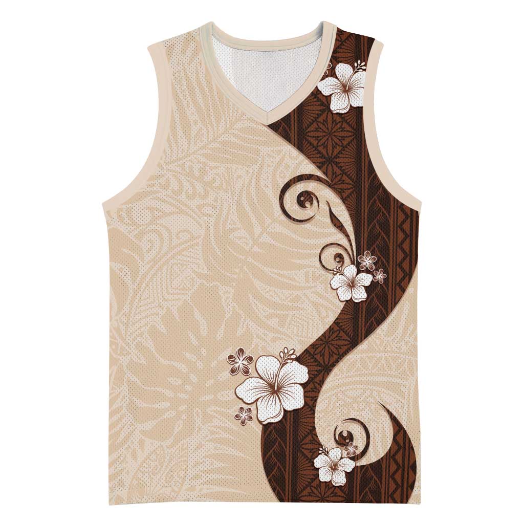 Polynesia Hibiscus Basketball Jersey Cameo Curve Motif - Polynesian Pride