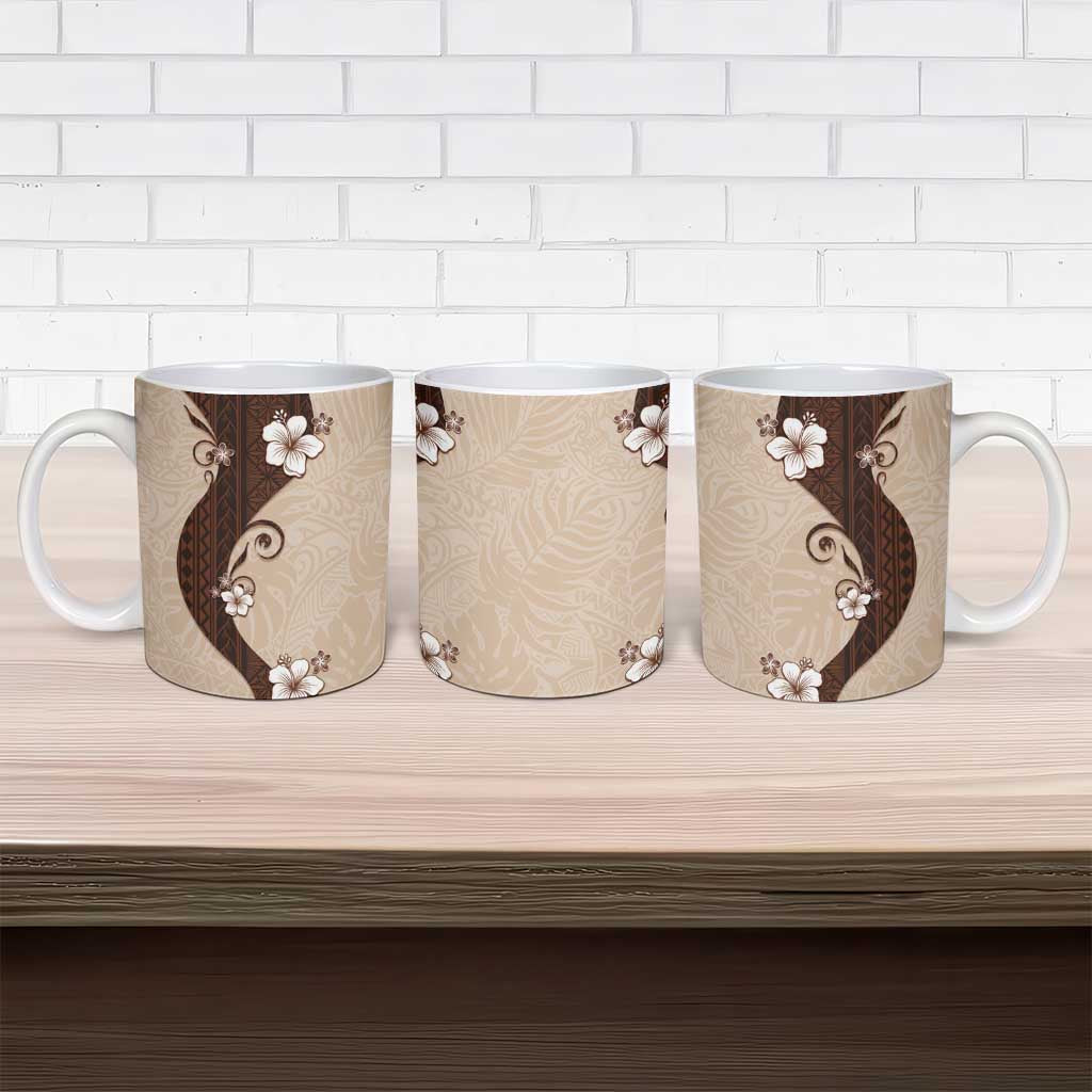 Polynesia Hibiscus Ceramic Mug Cameo Curve Motif - Polynesian Pride