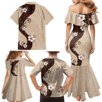 Polynesia Hibiscus Family Matching Mermaid Dress and Hawaiian Shirt Cameo Curve Motif LT05 - Polynesian Pride