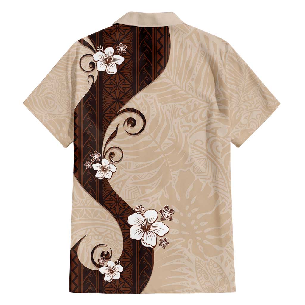 Polynesia Hibiscus Family Matching Off Shoulder Short Dress and Hawaiian Shirt Cameo Curve Motif LT05 - Polynesian Pride