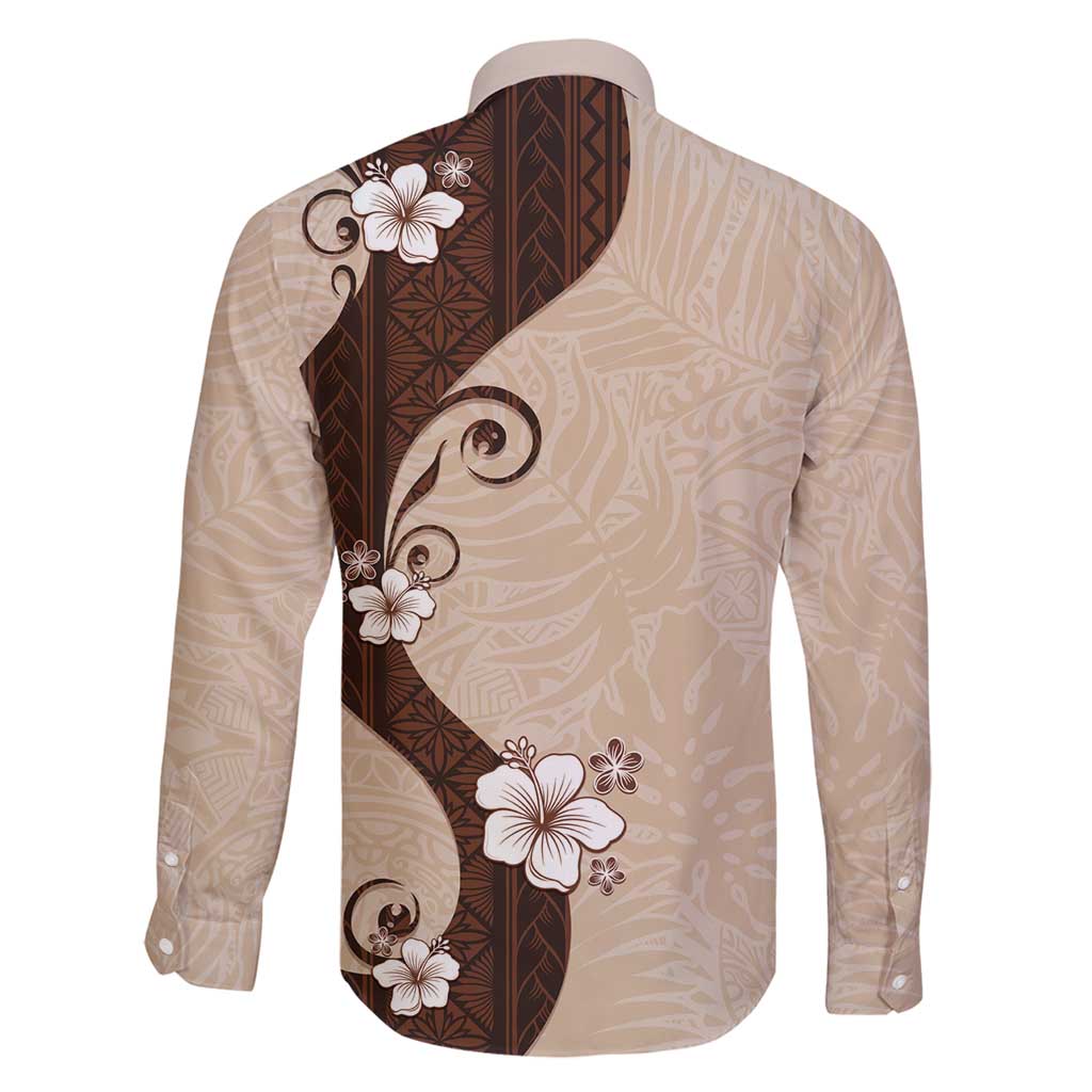 Polynesia Hibiscus Family Matching Off Shoulder Short Dress and Hawaiian Shirt Cameo Curve Motif LT05 - Polynesian Pride