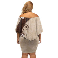 Polynesia Hibiscus Family Matching Off Shoulder Short Dress and Hawaiian Shirt Cameo Curve Motif LT05 - Polynesian Pride