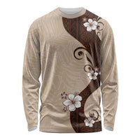Polynesia Hibiscus Long Sleeve Shirt Cameo Curve Motif - Polynesian Pride