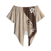 Polynesia Hibiscus Off Shoulder Wrap Waist Top Cameo Curve Motif LT05 Beige - Polynesian Pride