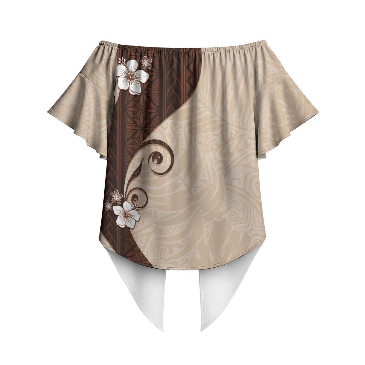 Polynesia Hibiscus Off Shoulder Wrap Waist Top Cameo Curve Motif LT05 - Polynesian Pride