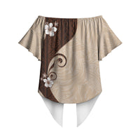 Polynesia Hibiscus Off Shoulder Wrap Waist Top Cameo Curve Motif LT05 - Polynesian Pride