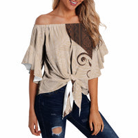 Polynesia Hibiscus Off Shoulder Wrap Waist Top Cameo Curve Motif LT05 - Polynesian Pride