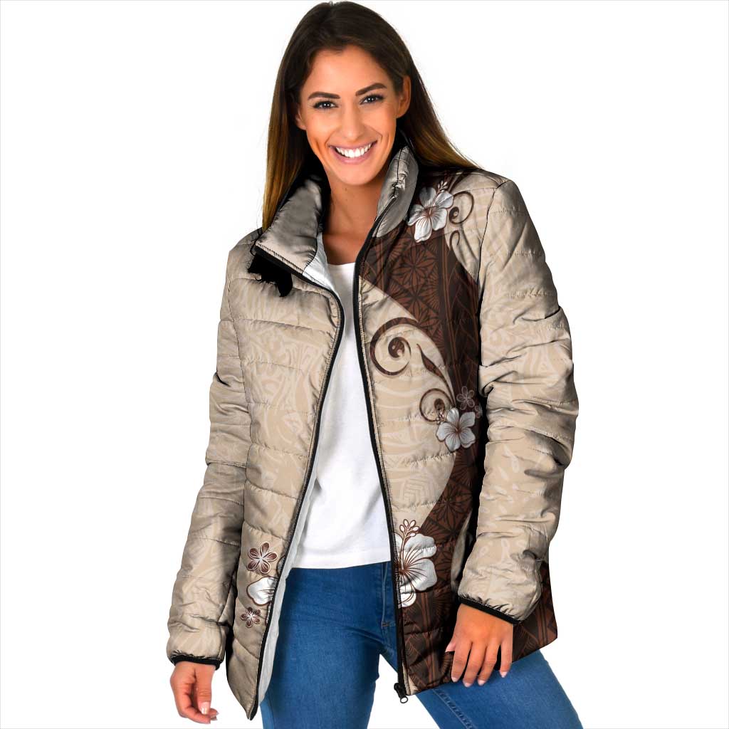Polynesia Hibiscus Padded Jacket Cameo Curve Motif - Polynesian Pride