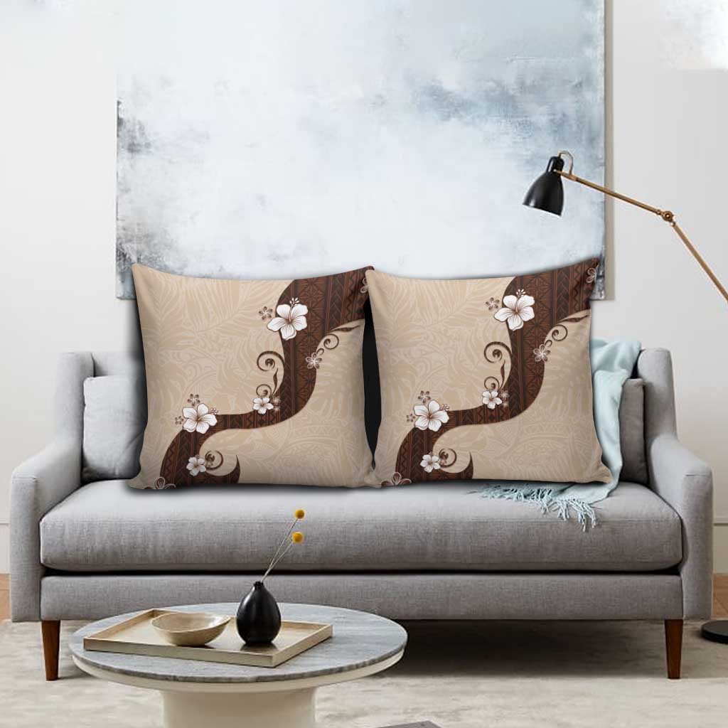 Polynesia Hibiscus Pillow Cover Cameo Curve Motif - Polynesian Pride