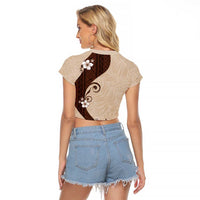 Polynesia Hibiscus Raglan Cropped T Shirt Cameo Curve Motif LT05 - Polynesian Pride