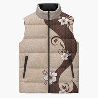 Polynesia Hibiscus Sleeveless Puffer Jacket Cameo Curve Motif - Polynesian Pride