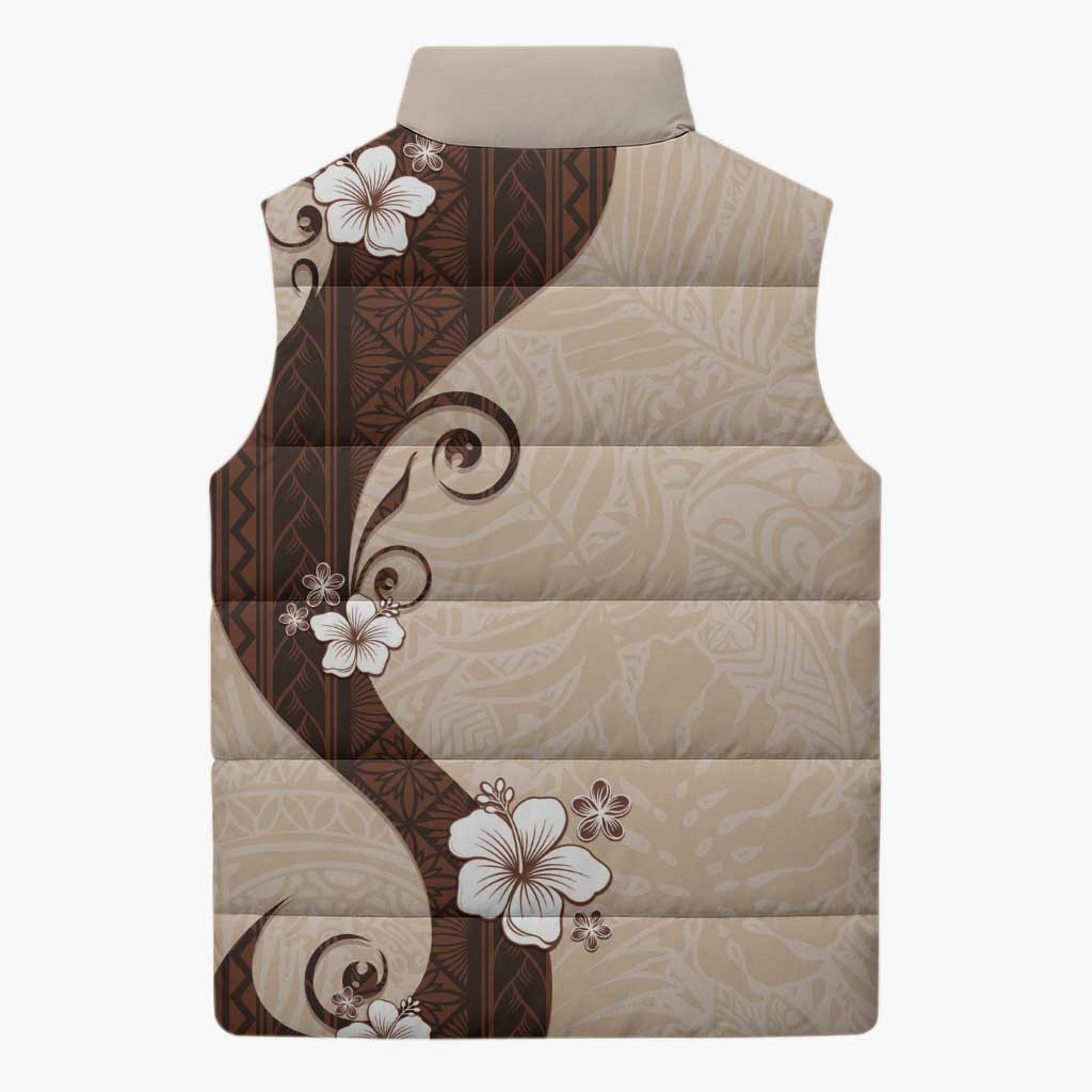 Polynesia Hibiscus Sleeveless Puffer Jacket Cameo Curve Motif - Polynesian Pride