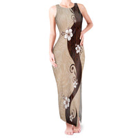 Polynesia Hibiscus Tank Maxi Dress Cameo Curve Motif LT05 Women Beige - Polynesian Pride