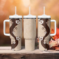 Polynesia Hibiscus Tumbler With Handle Cameo Curve Motif - Polynesian Pride