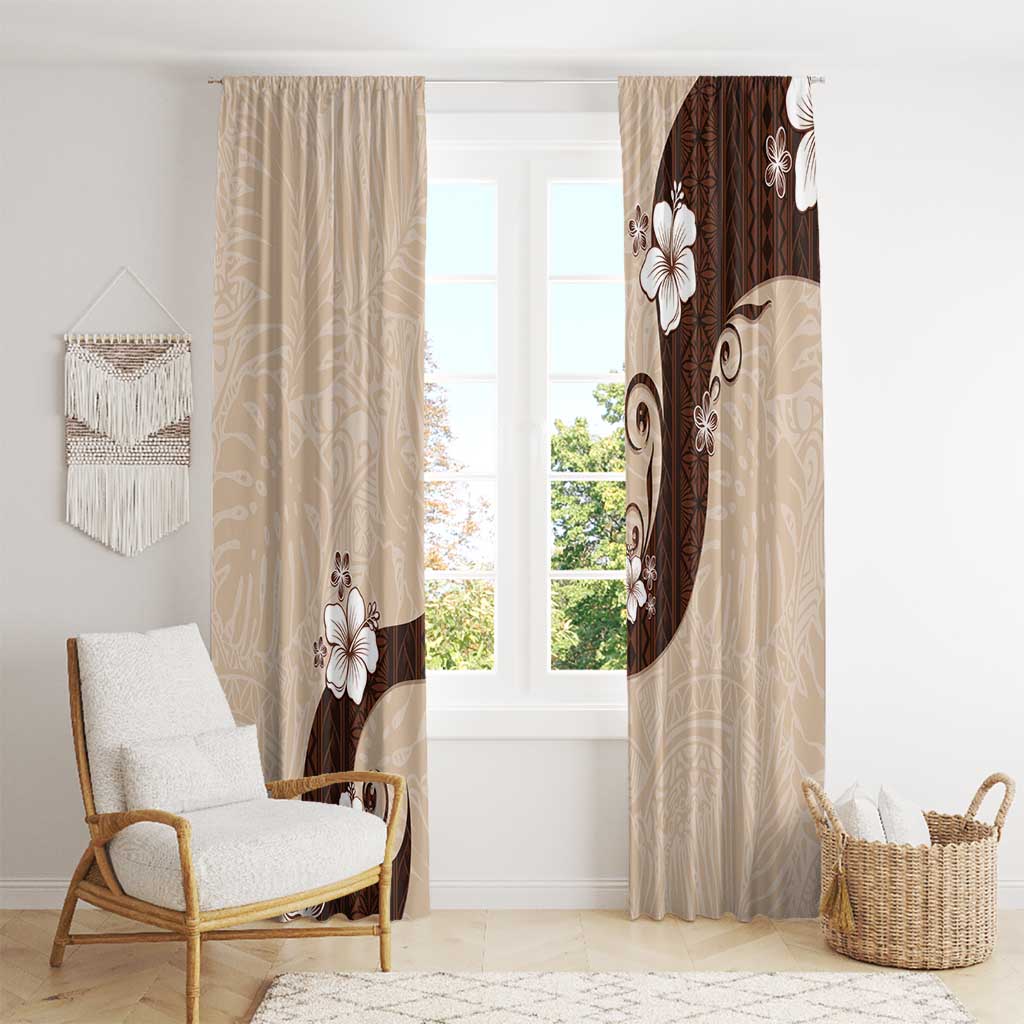 Polynesia Hibiscus Window Curtain Cameo Curve Motif - Polynesian Pride