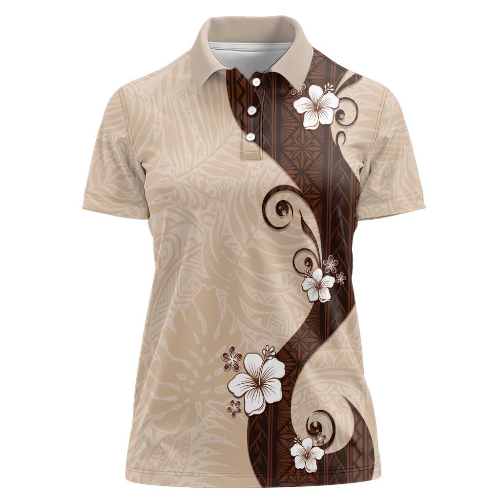 Polynesia Hibiscus Women Polo Shirt Cameo Curve Motif - Polynesian Pride