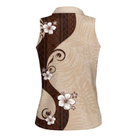 Polynesia Hibiscus Women Sleeveless Polo Shirt Cameo Curve Motif LT05 - Polynesian Pride