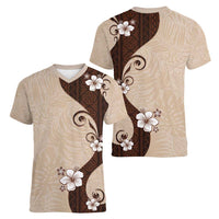 Polynesia Hibiscus Women V-Neck T-Shirt Cameo Curve Motif LT05 - Polynesian Pride