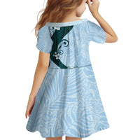 Polynesia Hibiscus Family Matching Mermaid Dress and Hawaiian Shirt Sky Blue Curve Motif LT05 - Polynesian Pride
