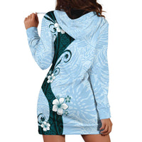 Polynesia Hibiscus Hoodie Dress Sky Blue Curve Motif LT05 - Polynesian Pride