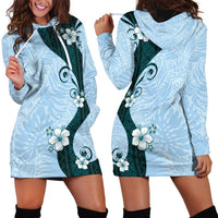 Polynesia Hibiscus Hoodie Dress Sky Blue Curve Motif LT05 - Polynesian Pride
