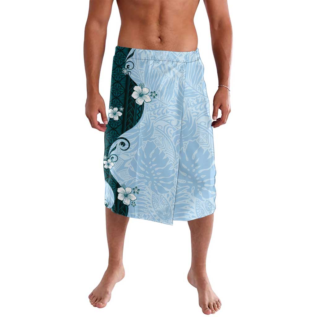 Polynesia Hibiscus Lavalava Sky Blue Curve Motif LT05 Blue - Polynesian Pride
