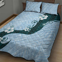 Polynesia Hibiscus Quilt Bed Set Sky Blue Curve Motif LT05 - Polynesian Pride