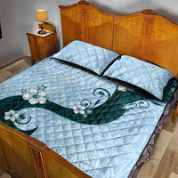 Polynesia Hibiscus Quilt Bed Set Sky Blue Curve Motif LT05 - Polynesian Pride