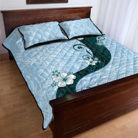 Polynesia Hibiscus Quilt Bed Set Sky Blue Curve Motif LT05 - Polynesian Pride