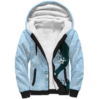 Polynesia Hibiscus Sherpa Hoodie Sky Blue Curve Motif LT05 Unisex Blue - Polynesian Pride