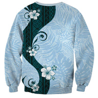 Polynesia Hibiscus Sweatshirt Sky Blue Curve Motif - Polynesian Pride